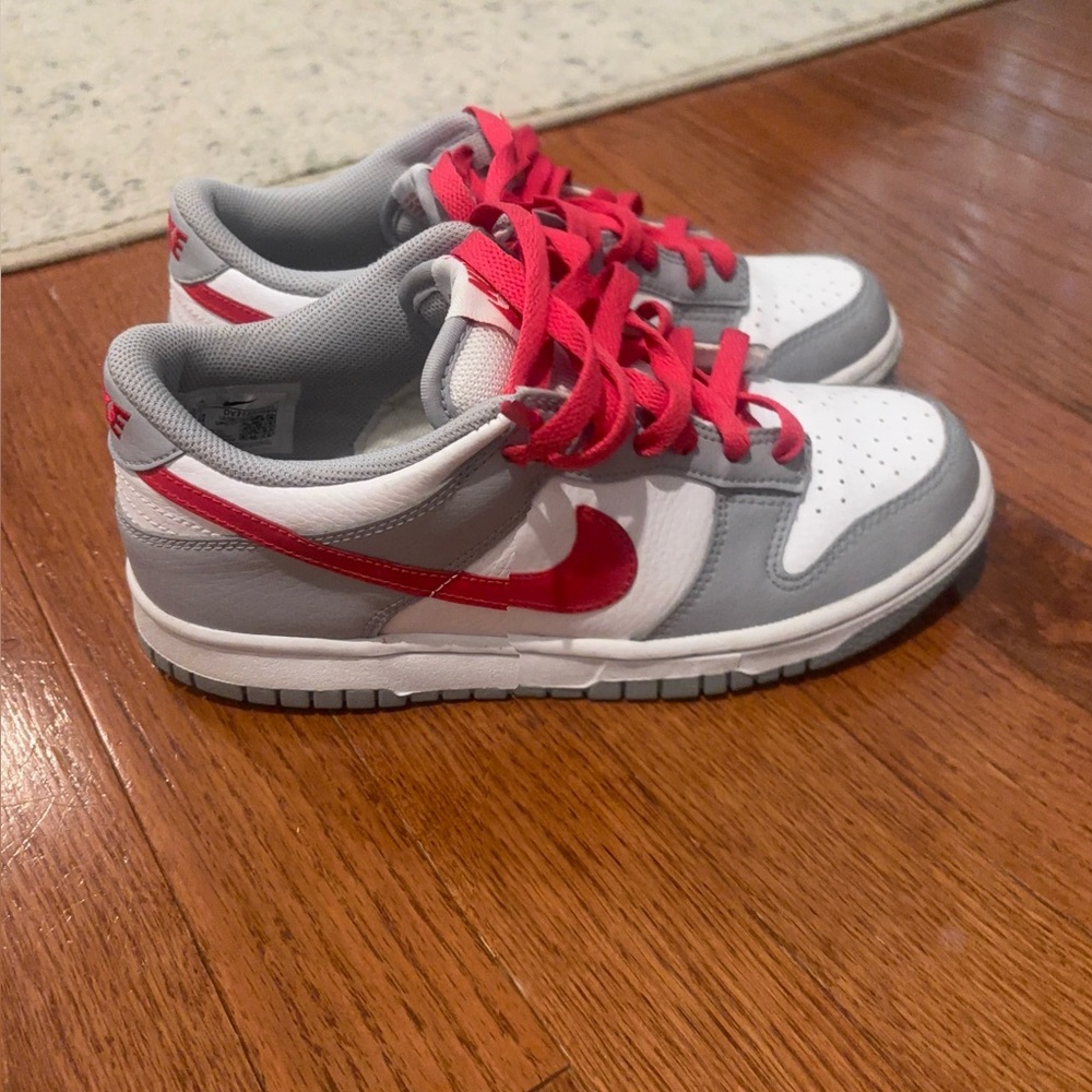 Nike Red and White Low-Top Sneakers youth size 5.5 like new